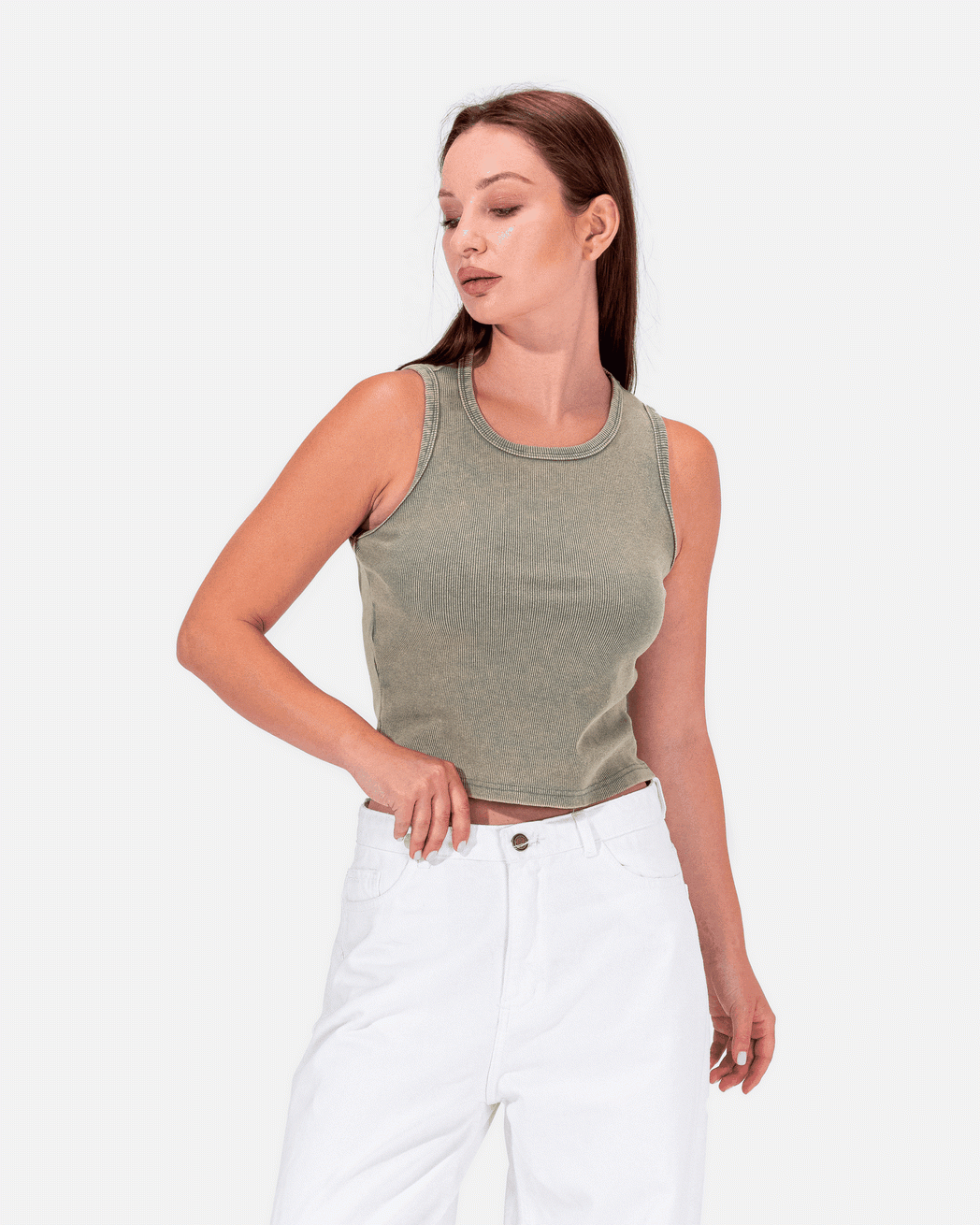 WASHED OLIVE - BASICE TOPS