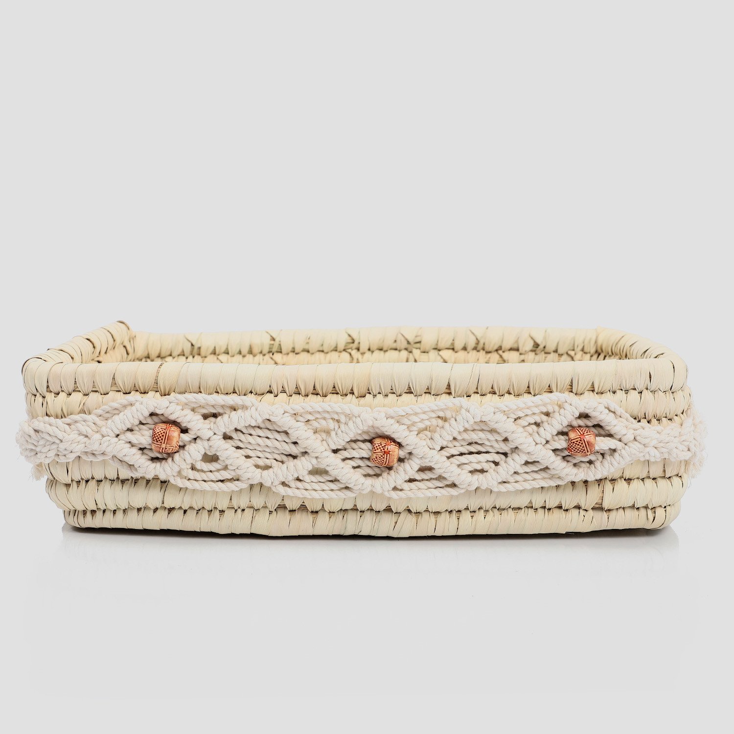 Macrame Wicker tray Rectangular 40 x 30 cm
