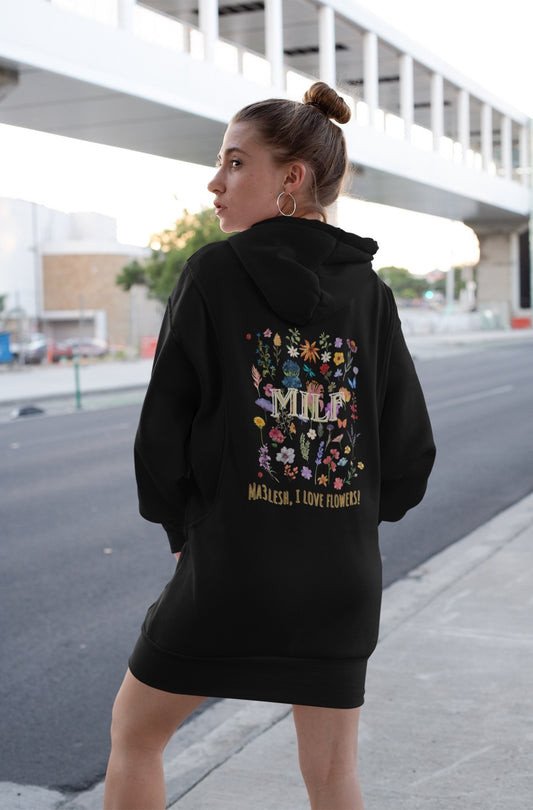 Ma3lesh, I Love Flowers ? - Extra Long Hoodie